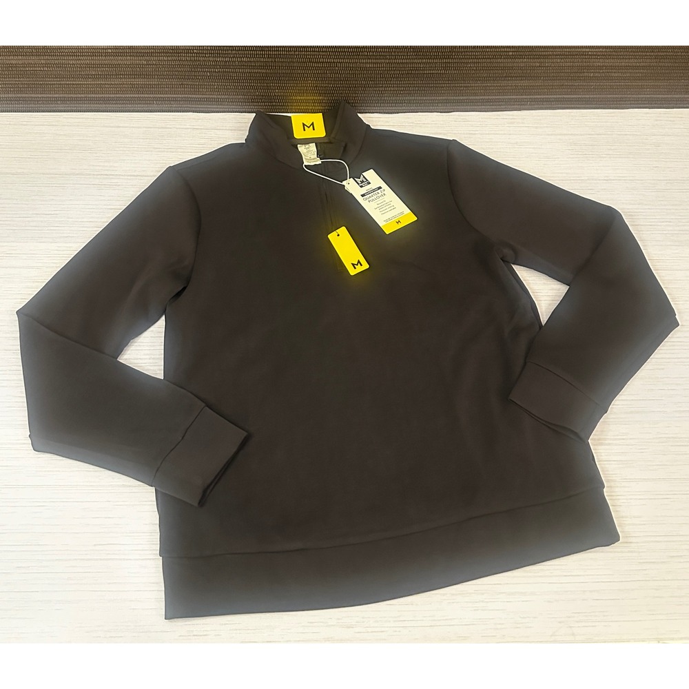 Members Mark Mens Sandwash Quarter Zip Pullover Black Moisture Wicking Size M